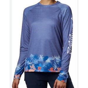 Columbia PFG Omni-Shade, Omni-Wick Super Tidal Long Sleeve Tee Sz XS UPF 50 Blue